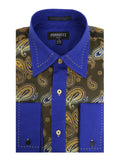 Men's Blue & Gold Paisley Dress Shirt