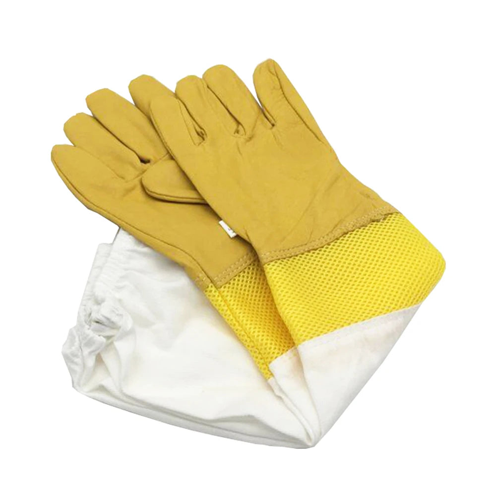 1 Pair Beekeeping Gloves Sting Sheepskin Long Gloves For Beekeepers Beekeeping ToolsProtective Sleeves Mesh Breathable Anti Bee