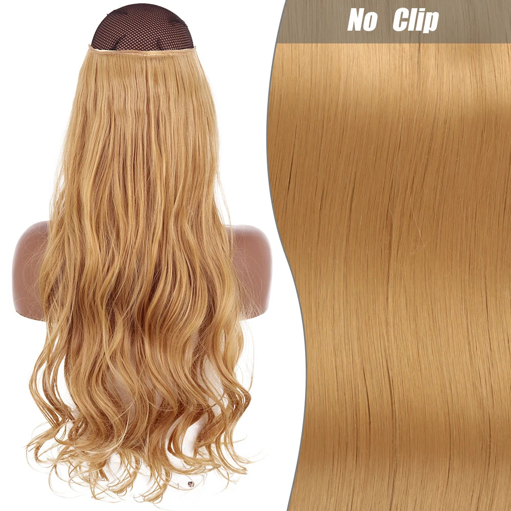 No Clips Natural Hair Extension Synthatic Artificial Long Straight Hairpiece Blonde Black Mixed Color False Hair Piece For Women