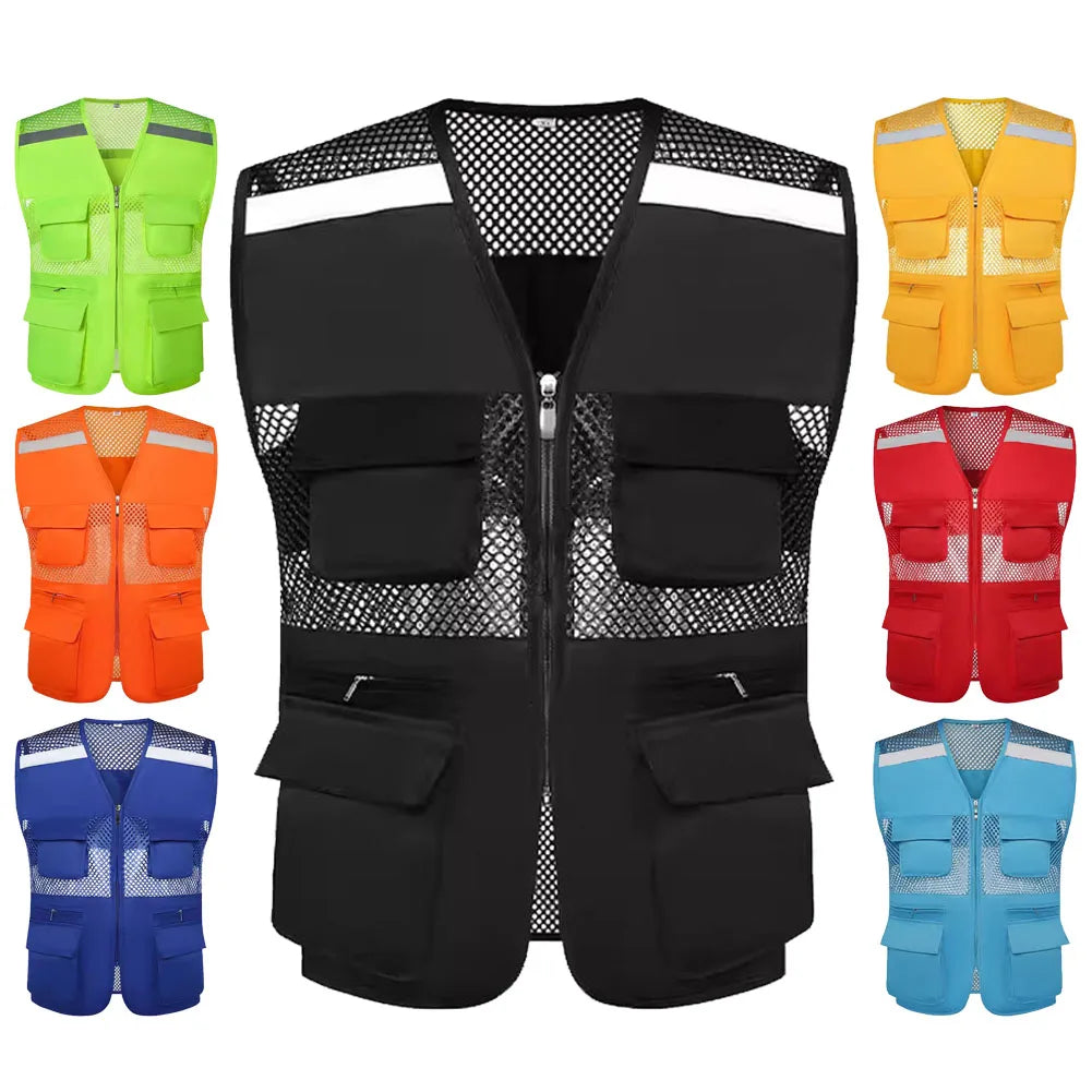 Summer Thin Mesh Vest Outdoor Sports for Jackets Bigsize Sleeveless Vest Multi Pockets Casual Work Wear Camping Fishing Vests