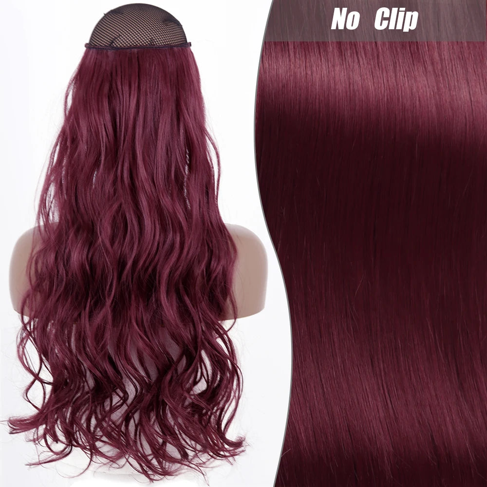 No Clips Natural Hair Extension Synthatic Artificial Long Straight Hairpiece Blonde Black Mixed Color False Hair Piece For Women