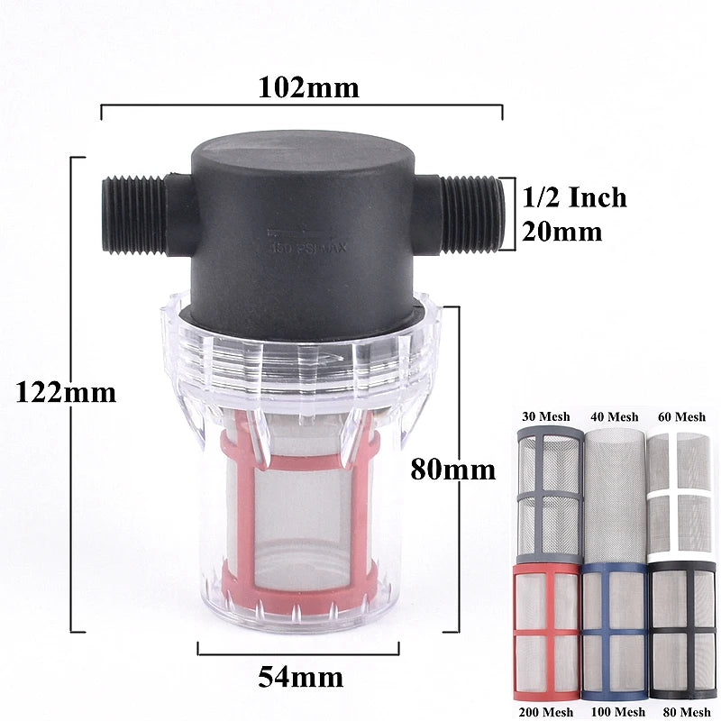 1/2" 3/4" 1" Garden Watering Irrigation Filter Aquarium Water Pump Inlet Water 30-200 Mesh Strainer Household Water Pipe Filter