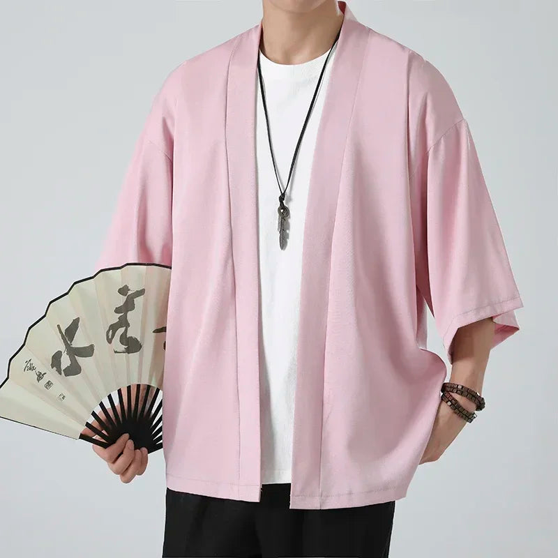 Kimono Cardigan Jacket Men's Japanese Summer Yukata Men's Yuki Obi Japanese Dragon Coat Traditional Japan Clothing Outwear New