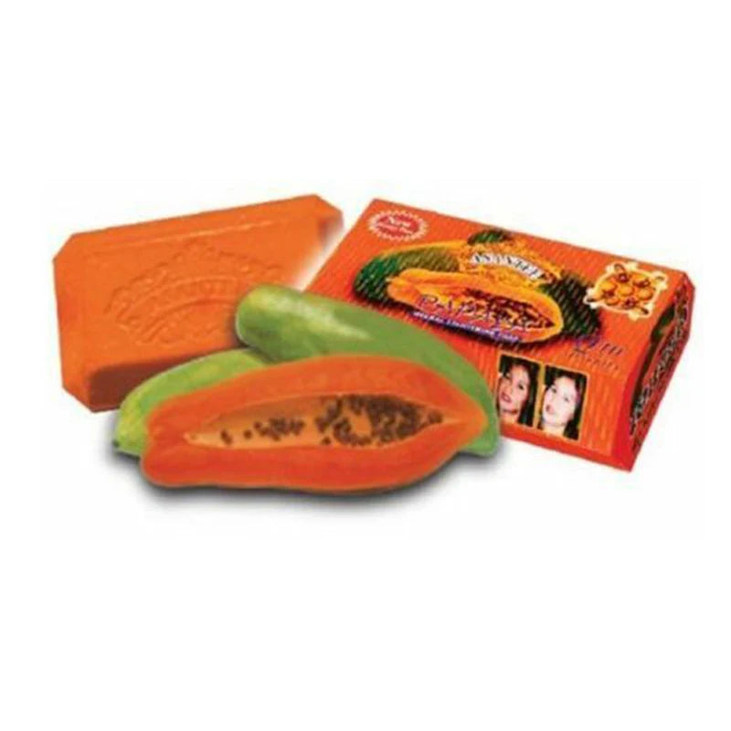 Thailand ASANTEE Papaya Honey Herb Soap Whitening Handmade Soap Lightening Skin Moisturizing Cleansing Anti-aging (1 piece)
