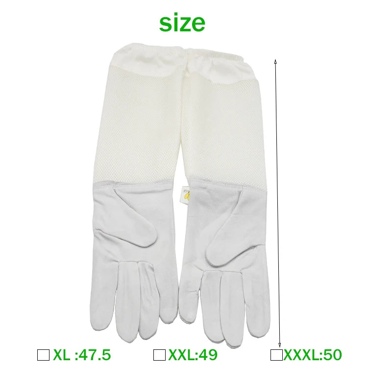 1 Pair Beekeeping Gloves Sting Sheepskin Long Gloves For Beekeepers Beekeeping ToolsProtective Sleeves Mesh Breathable Anti Bee