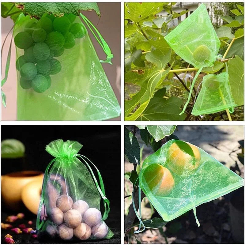 100pcs Fruit Protection Bags Anti-Bird Garden Netting Bags Strawberry Grapes Mesh Bag Plante Vegetable Netting Cover Garden Tool