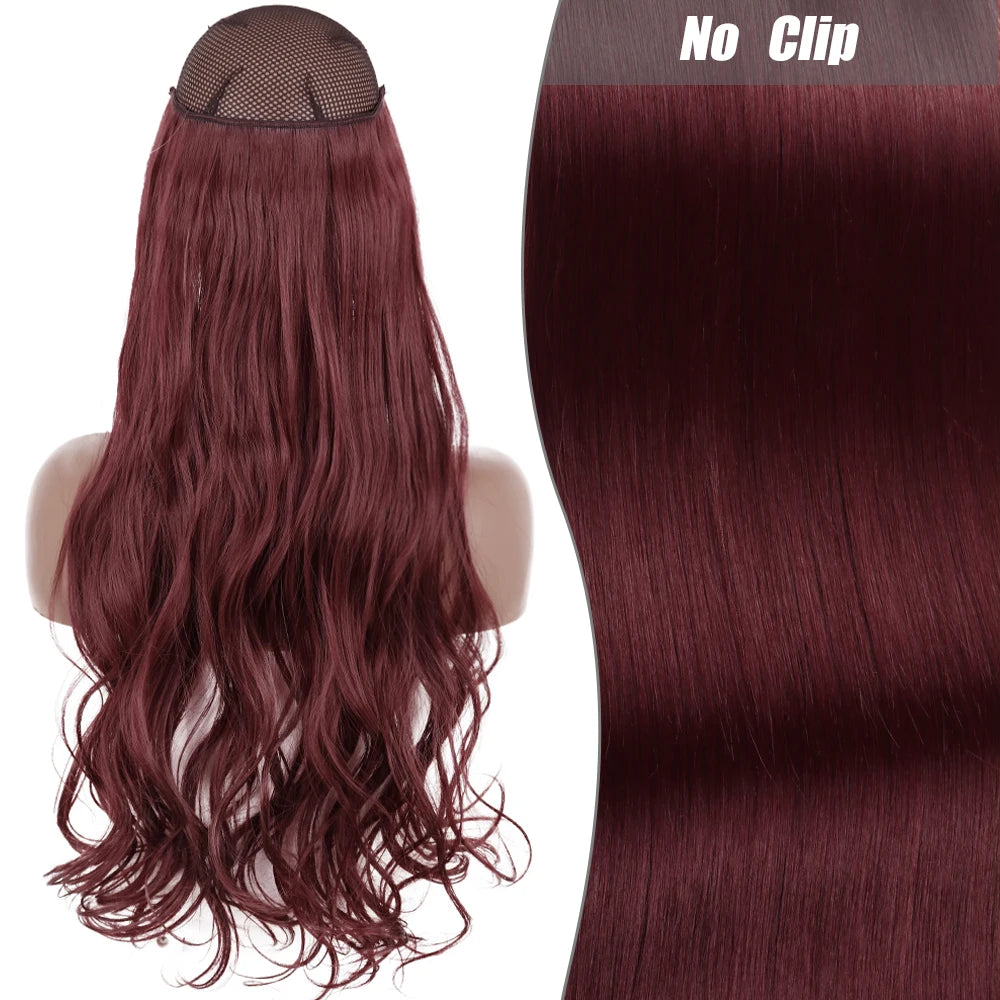 No Clips Natural Hair Extension Synthatic Artificial Long Straight Hairpiece Blonde Black Mixed Color False Hair Piece For Women