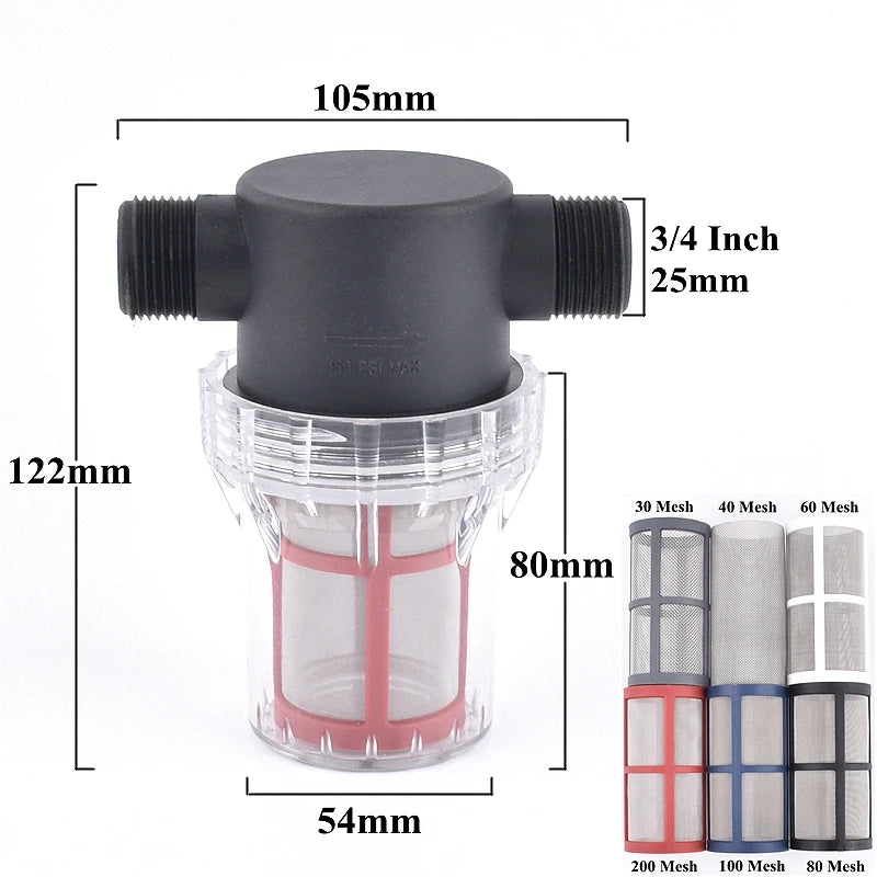 1/2" 3/4" 1" Garden Watering Irrigation Filter Aquarium Water Pump Inlet Water 30-200 Mesh Strainer Household Water Pipe Filter