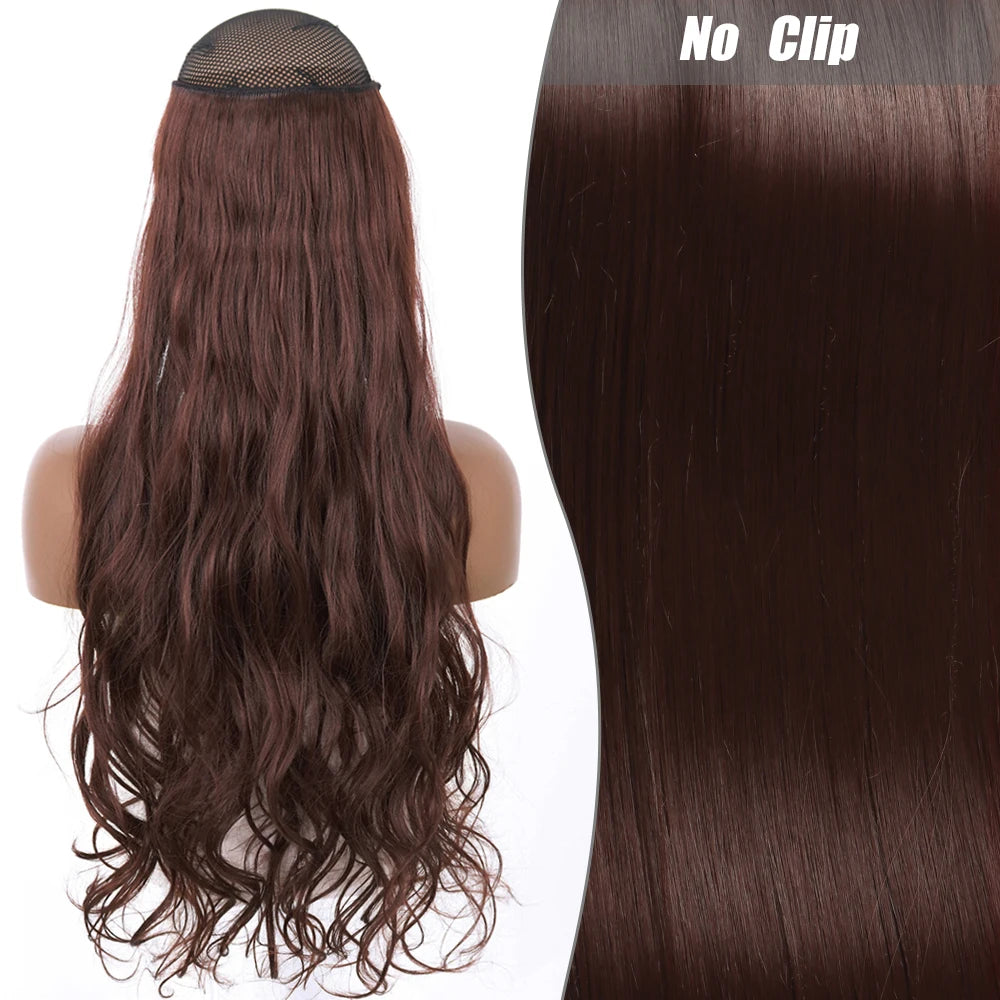 No Clips Natural Hair Extension Synthatic Artificial Long Straight Hairpiece Blonde Black Mixed Color False Hair Piece For Women