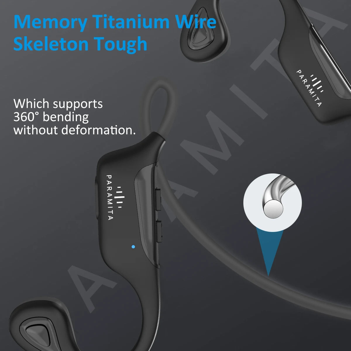 PARAMITA R8 Real Bone Conduction Bluetooth Headphone Wireless BT5.3 Waterproof Sports Headset with Mic for Workouts Run Driving