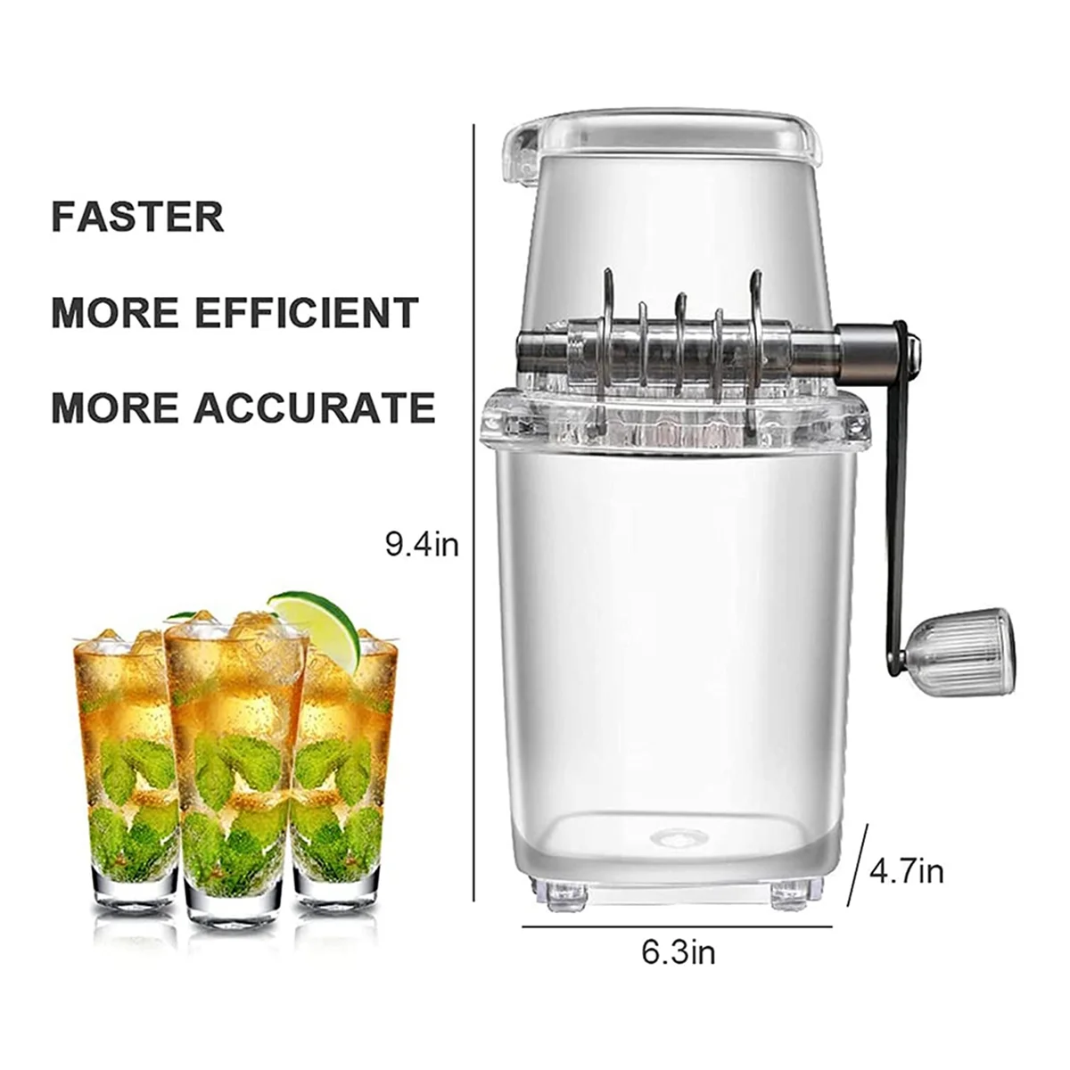 Ice Crusher Manual Rotary Ice Crusher Cocktails Slush Machine Ice-Cube Crushed Smoothies Ice Crusher Machine Home A