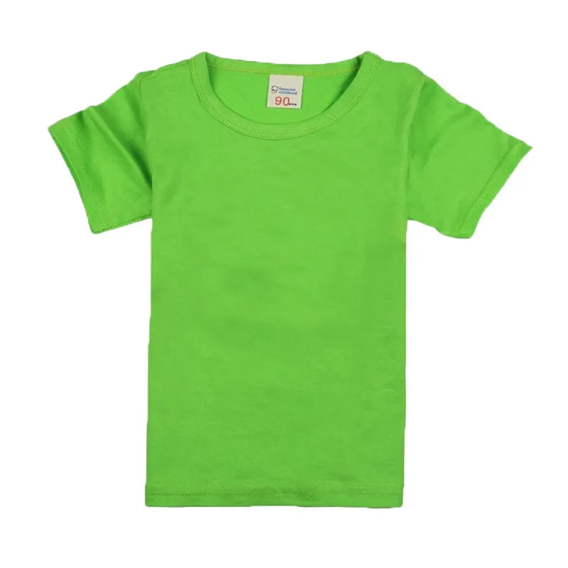 100% Cotton Summer Boys T Shirts Children's Tops Plain Cotton Girls Tops 14 Colors Teenager T-Shirts Kids T-Shirts for 1-14Years