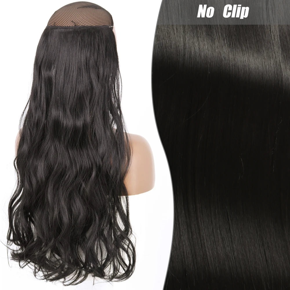 No Clips Natural Hair Extension Synthatic Artificial Long Straight Hairpiece Blonde Black Mixed Color False Hair Piece For Women