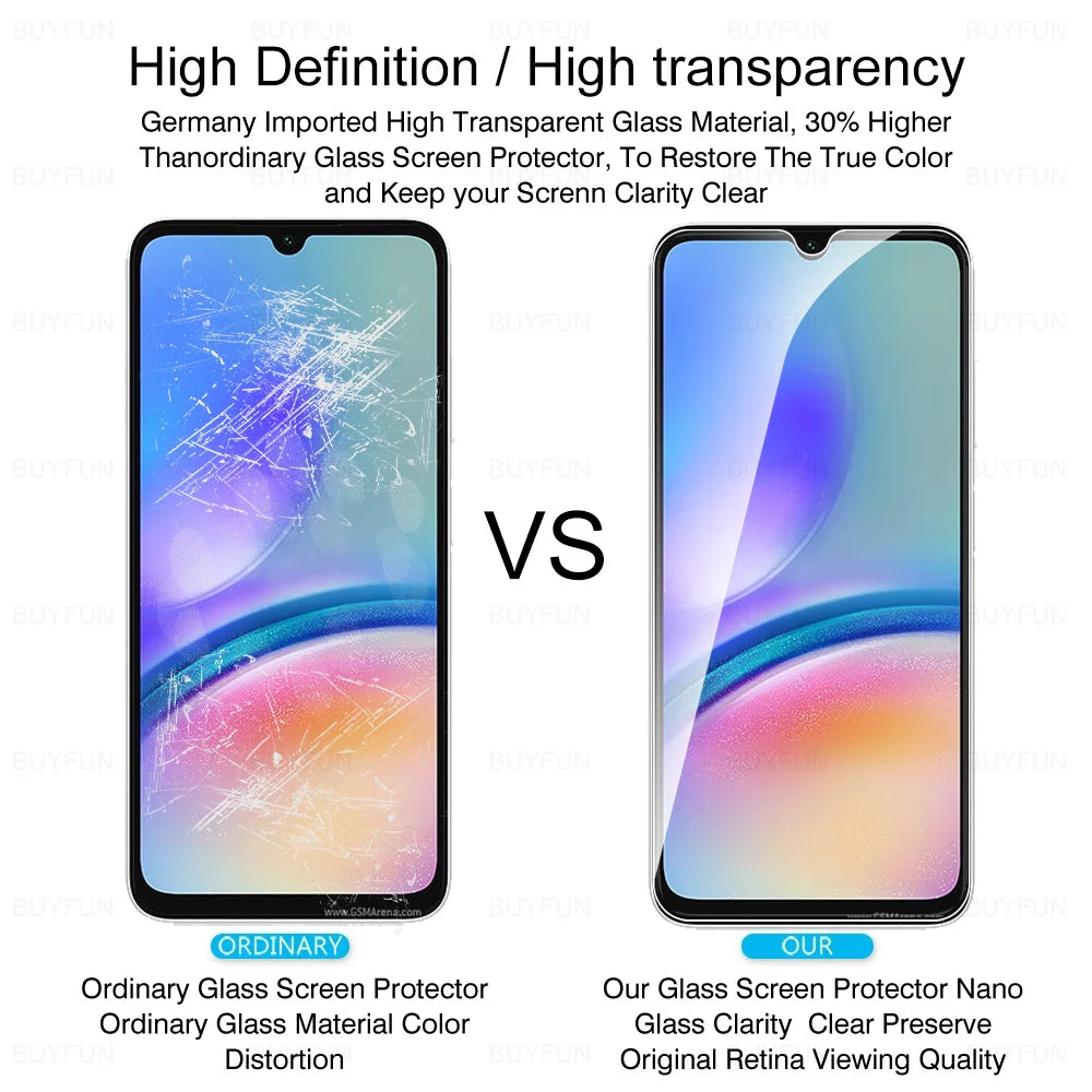 1-4Pcs Full Cover Tempered Glass For Samsung Galaxy A05s A05 A15 4G A25 A35 A55 5G A06 A16 A26 A36 A56 HD Cover Screen Protector