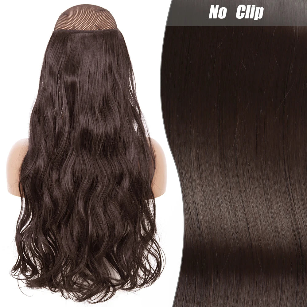 No Clips Natural Hair Extension Synthatic Artificial Long Straight Hairpiece Blonde Black Mixed Color False Hair Piece For Women
