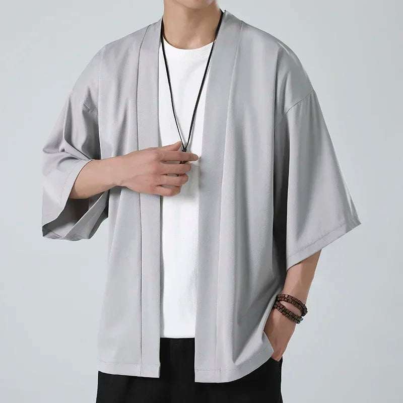 Kimono Cardigan Jacket Men's Japanese Summer Yukata Men's Yuki Obi Japanese Dragon Coat Traditional Japan Clothing Outwear New