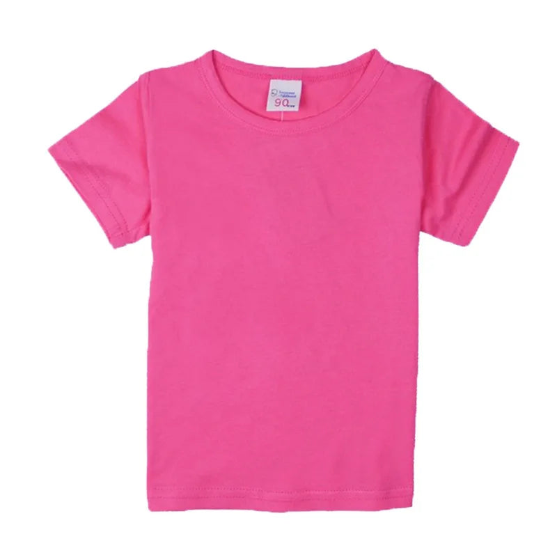 100% Cotton Summer Boys T Shirts Children's Tops Plain Cotton Girls Tops 14 Colors Teenager T-Shirts Kids T-Shirts for 1-14Years