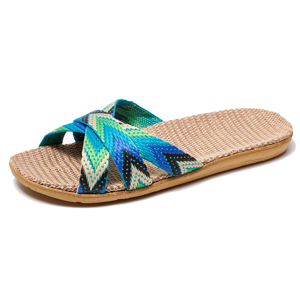 BAIRUILUN Summer Mens Slippers Shoes For Men EVA Flat Sandals Linen Lightweight Casual Slippers Women For Home Free Shipping