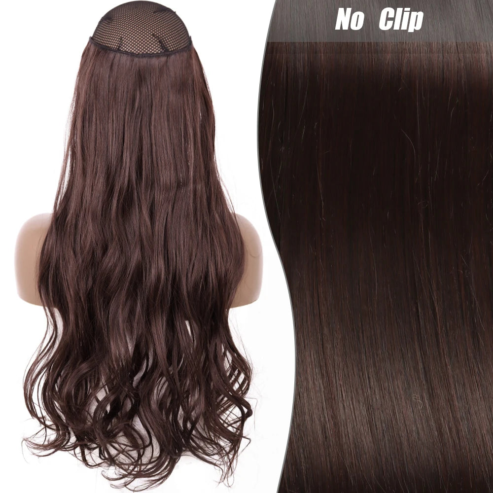 No Clips Natural Hair Extension Synthatic Artificial Long Straight Hairpiece Blonde Black Mixed Color False Hair Piece For Women
