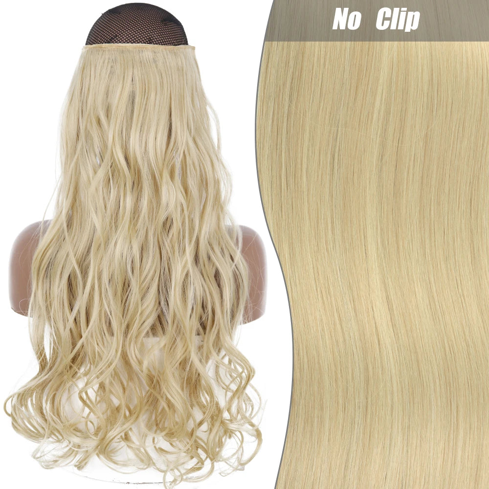 No Clips Natural Hair Extension Synthatic Artificial Long Straight Hairpiece Blonde Black Mixed Color False Hair Piece For Women