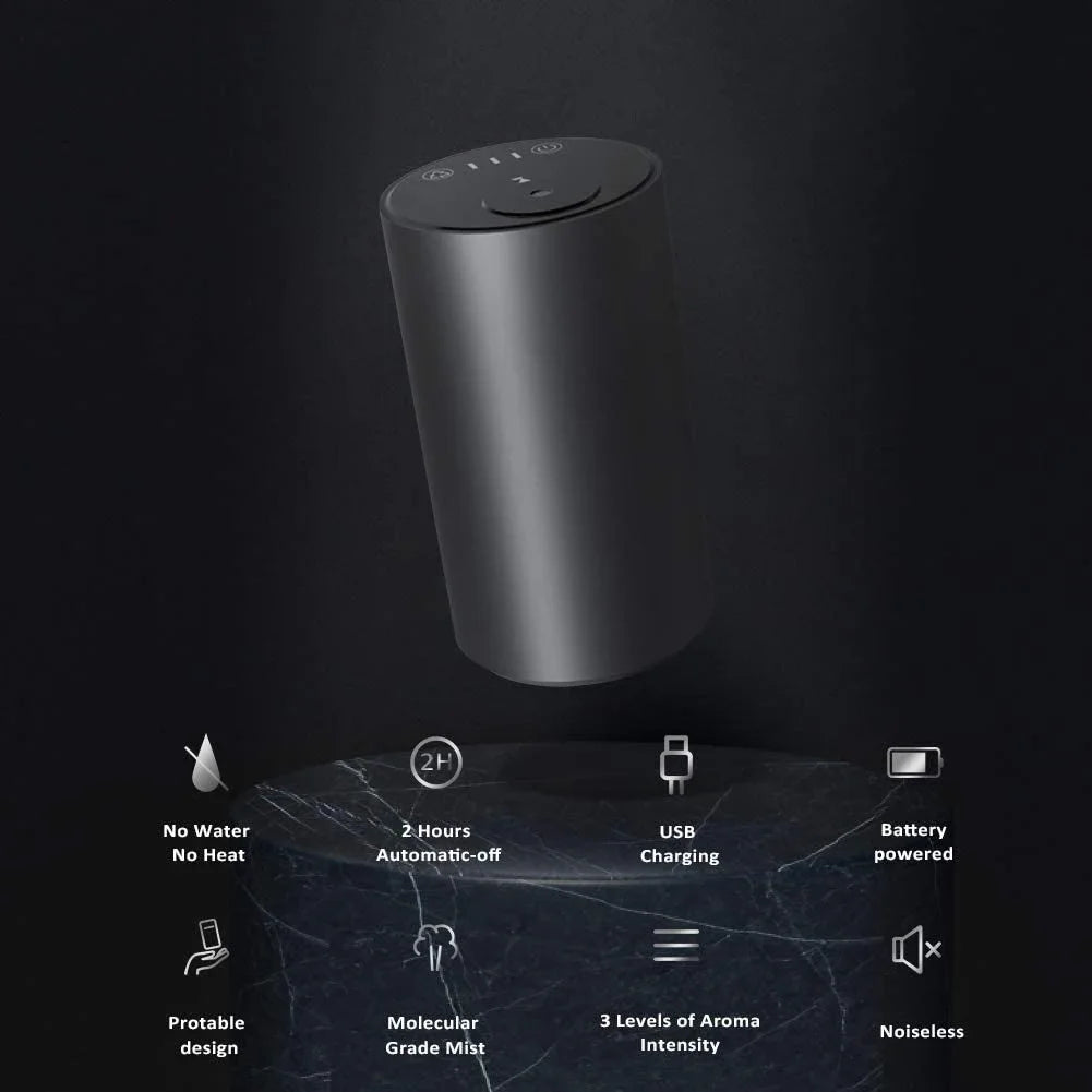 Waterless Essential Oil Diffuser Nebulizing Diffuser Battery & Portable Smart Car Air Fresheners Cold Mist Aromatherapy Diffuser