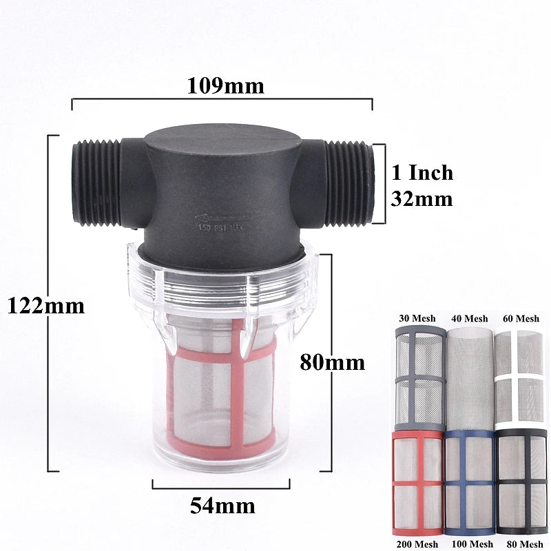 1/2" 3/4" 1" Garden Watering Irrigation Filter Aquarium Water Pump Inlet Water 30-200 Mesh Strainer Household Water Pipe Filter