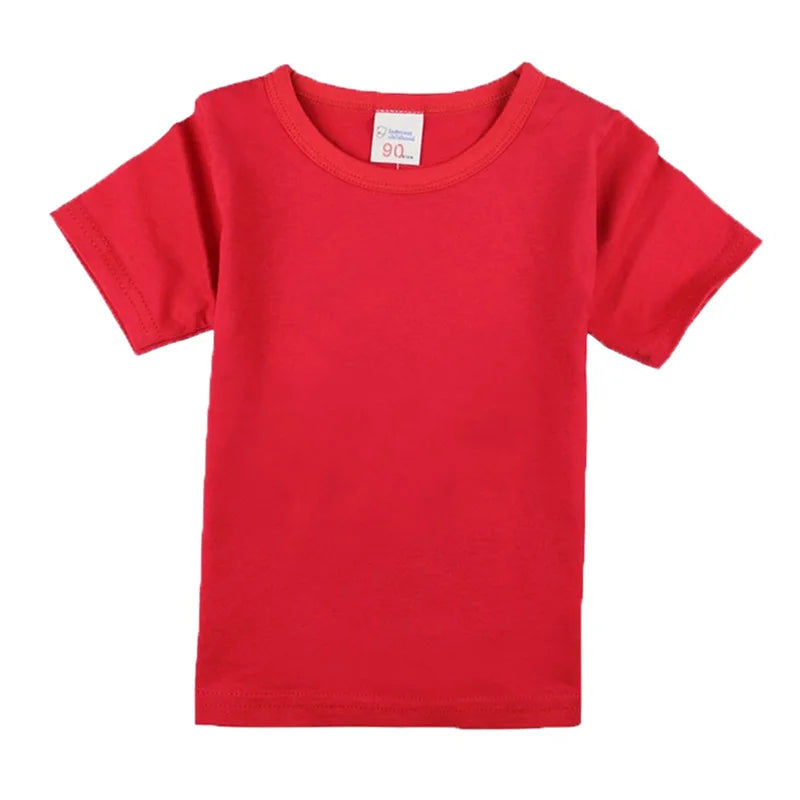 100% Cotton Summer Boys T Shirts Children's Tops Plain Cotton Girls Tops 14 Colors Teenager T-Shirts Kids T-Shirts for 1-14Years