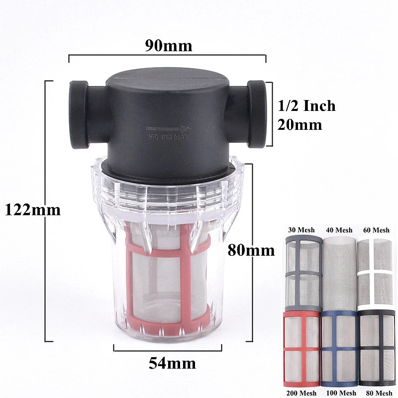 1/2" 3/4" 1" Garden Watering Irrigation Filter Aquarium Water Pump Inlet Water 30-200 Mesh Strainer Household Water Pipe Filter
