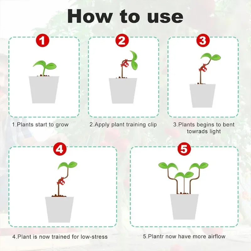 10-100PCS 90 Degree Plant Benders Reuseable Plant Growth Trainer Low Stress Training Clip Plant Stem Bender Control Accessories