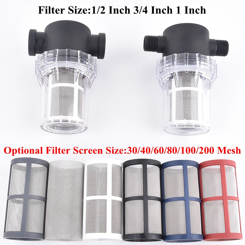 1/2" 3/4" 1" Garden Watering Irrigation Filter Aquarium Water Pump Inlet Water 30-200 Mesh Strainer Household Water Pipe Filter