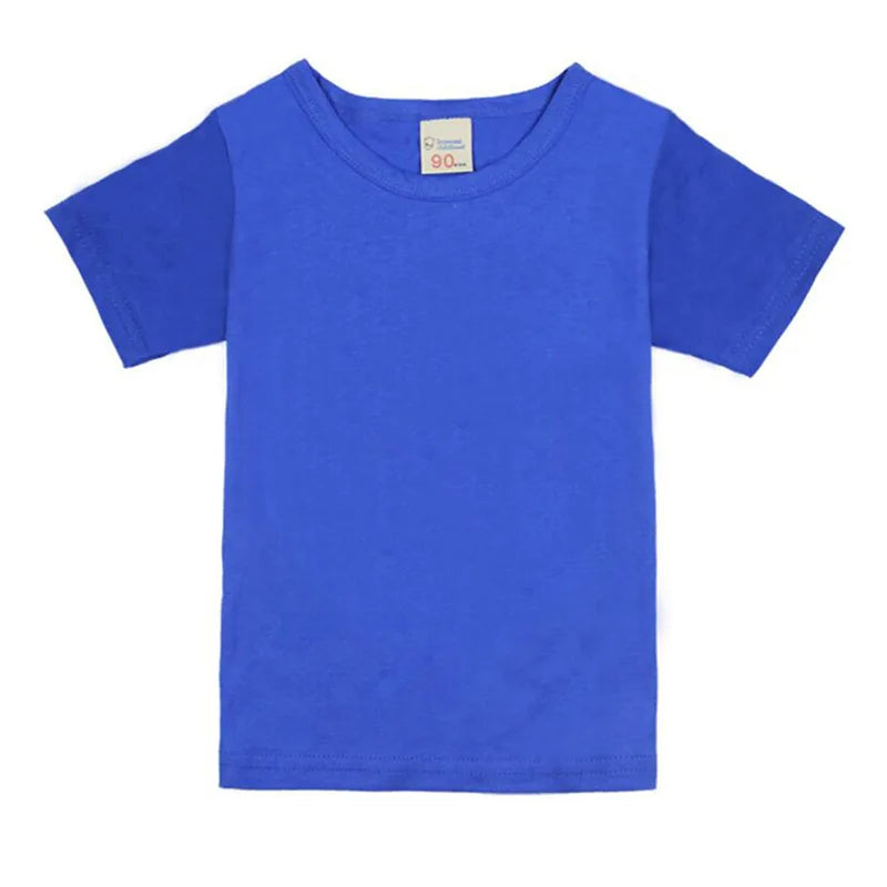 100% Cotton Summer Boys T Shirts Children's Tops Plain Cotton Girls Tops 14 Colors Teenager T-Shirts Kids T-Shirts for 1-14Years