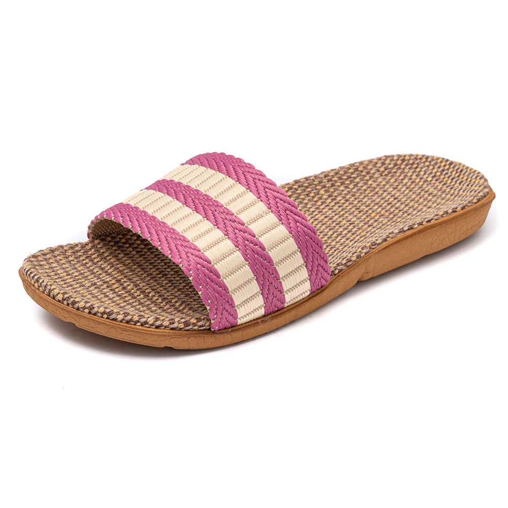 BAIRUILUN Summer Mens Slippers Shoes For Men EVA Flat Sandals Linen Lightweight Casual Slippers Women For Home Free Shipping