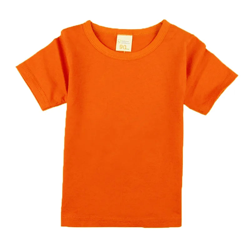 100% Cotton Summer Boys T Shirts Children's Tops Plain Cotton Girls Tops 14 Colors Teenager T-Shirts Kids T-Shirts for 1-14Years