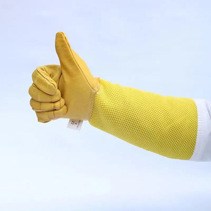 1 Pair Beekeeping Gloves Sting Sheepskin Long Gloves For Beekeepers Beekeeping ToolsProtective Sleeves Mesh Breathable Anti Bee
